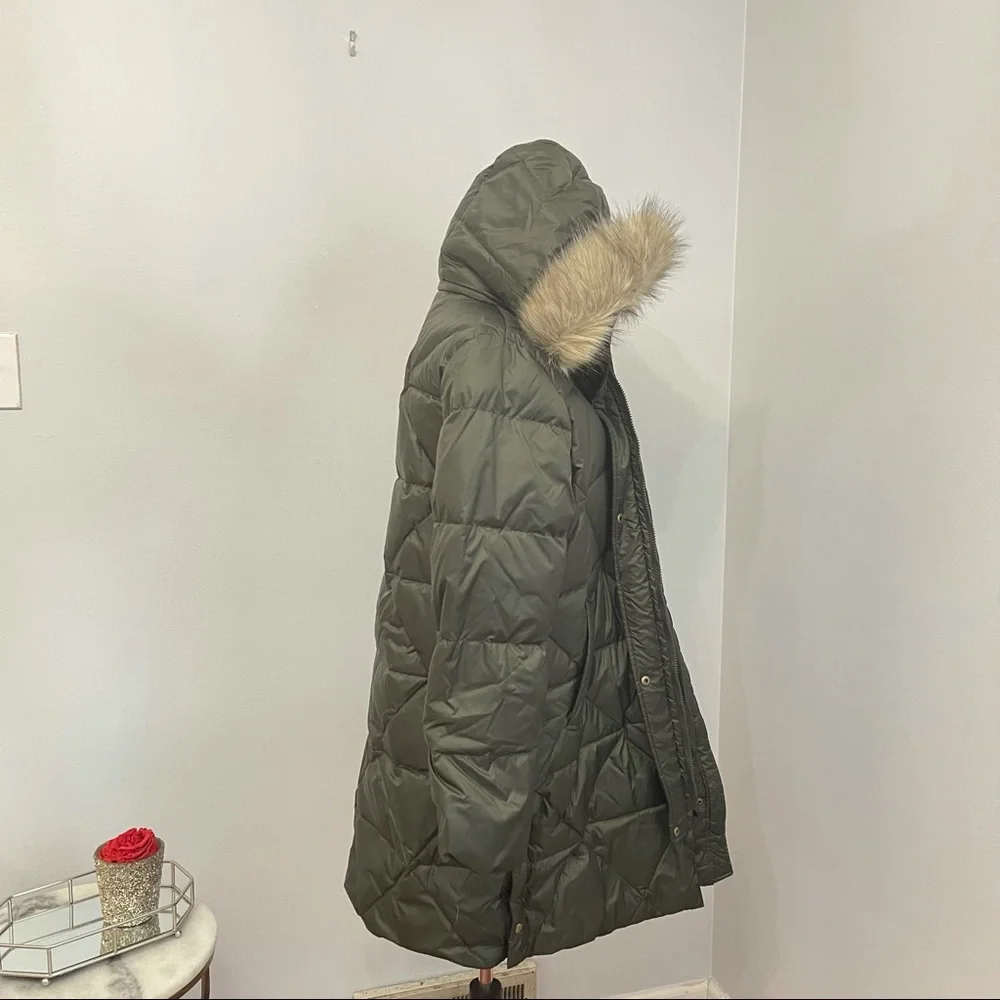 Lauren Ralph Lauren Faux Fur Trim Hooded Puffer Jacket In Litchfield Loden NWT - Picture 8 of 16